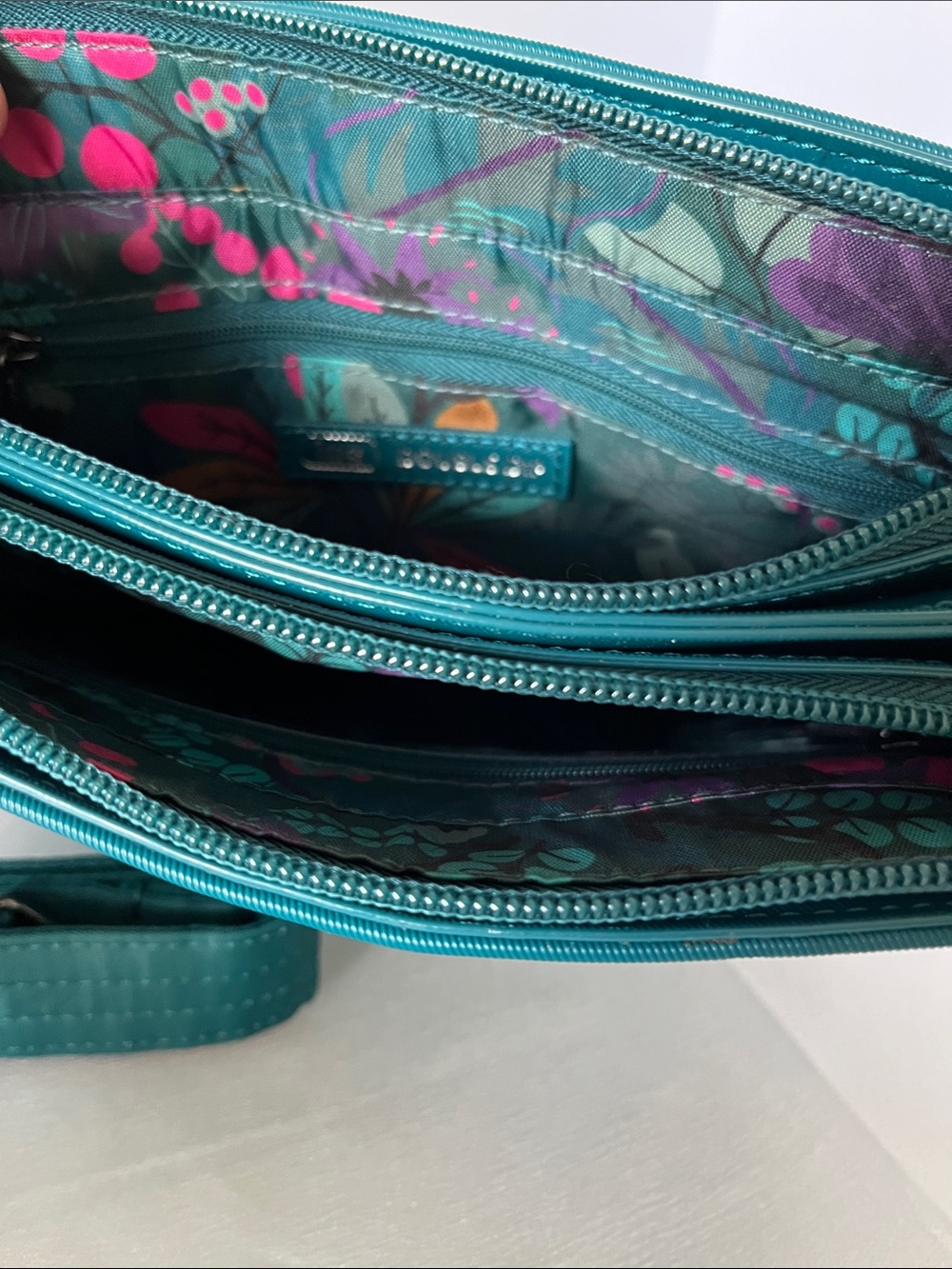 LUG - Double Dip Satin Luxe VL Crossbody Bag in Teal - Picture 5 of 6
